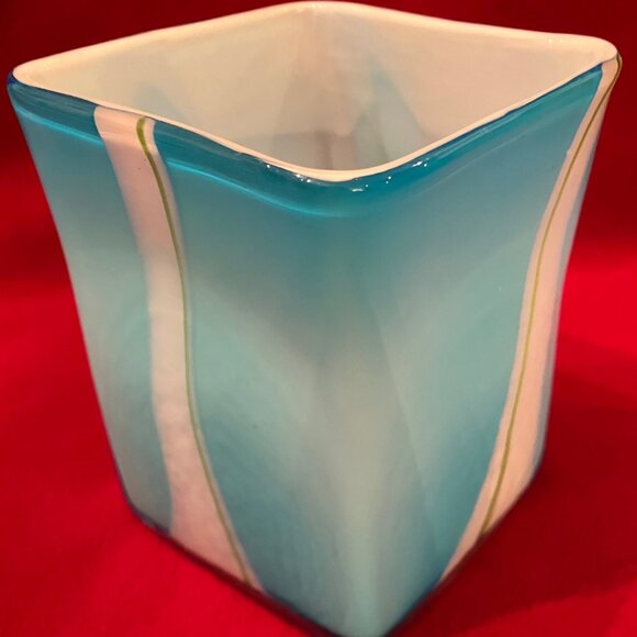 Fused Glass Turquoise Rectangular Plant Holder - Picture 2 of 8